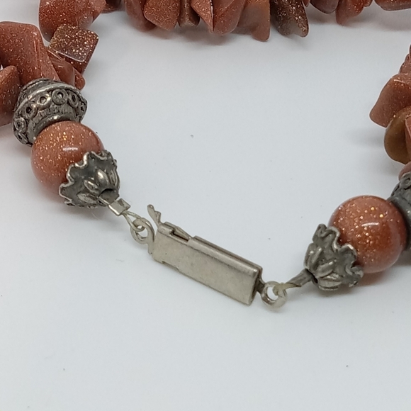 * vintage Goldstone double strand handmade necklace 18.5" - Picture 3 of 3